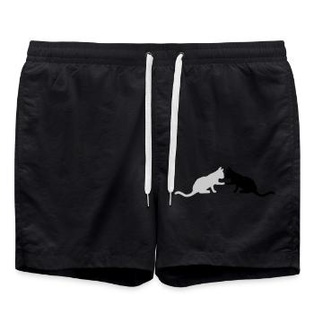 2 süße Katzen Silhouette - Badeshorts - Schwarz - Vorne - AI Model Male 185 light (185cm)