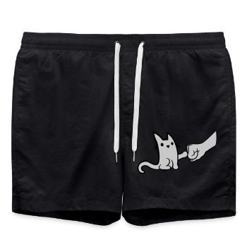 Fist Pump Brofist Katze - Badeshorts - Schwarz - Vorne - AI Model Male 185 light (185cm)