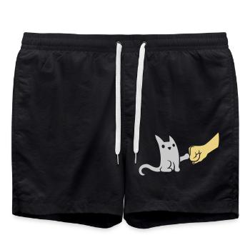 Brofist Katze Fist Pump - Badeshorts - Schwarz - Vorne - AI Model Male 185 light (185cm)