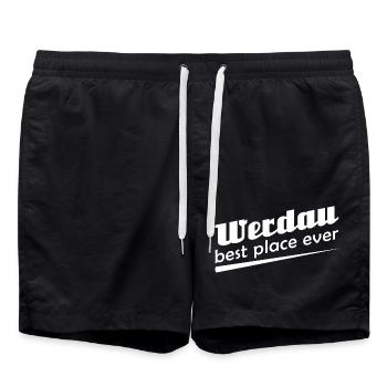 Werdau - Stadt best place ever - Badeshorts - Schwarz - Vorne - AI Model Male 185 light (185cm)