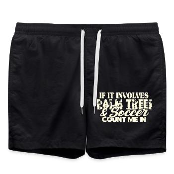 Beach Football Sayings - Swim Trunks - black - Front - AI Model Male 185 light (185cm)