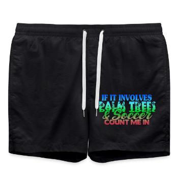 Beach Football Sayings - Swim Trunks - black - Front - AI Model Male 185 light (185cm)