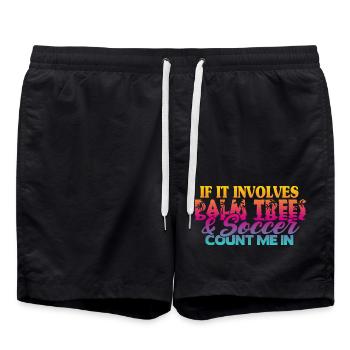 Beach Football Sayings - Swim Trunks - black - Front - AI Model Male 185 light (185cm)