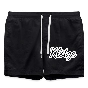 Klötze - Textdesign mit Stadtnamen - Badeshorts - Schwarz - Vorne - AI Model Male 185 light (185cm)