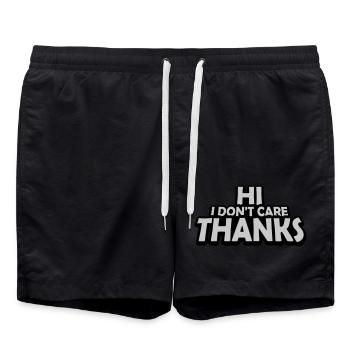 Hi I don't care - Swim Trunks - black - Front - AI Model Male 185 light (185cm)