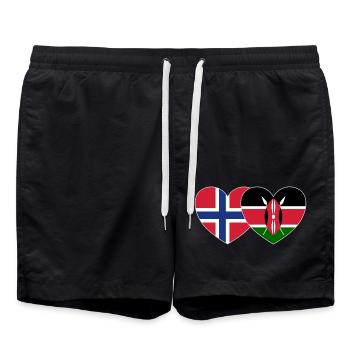 Norvège Kenya Flag Heart - Short de bain - noir - Devant - AI Model Male 185 light (185cm)