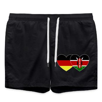 Allemagne Kenya Flag Heart - Short de bain - noir - Devant - AI Model Male 185 light (185cm)
