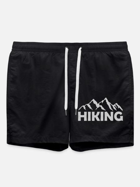 Text Hiking mountains landscape - Swim Trunks - black