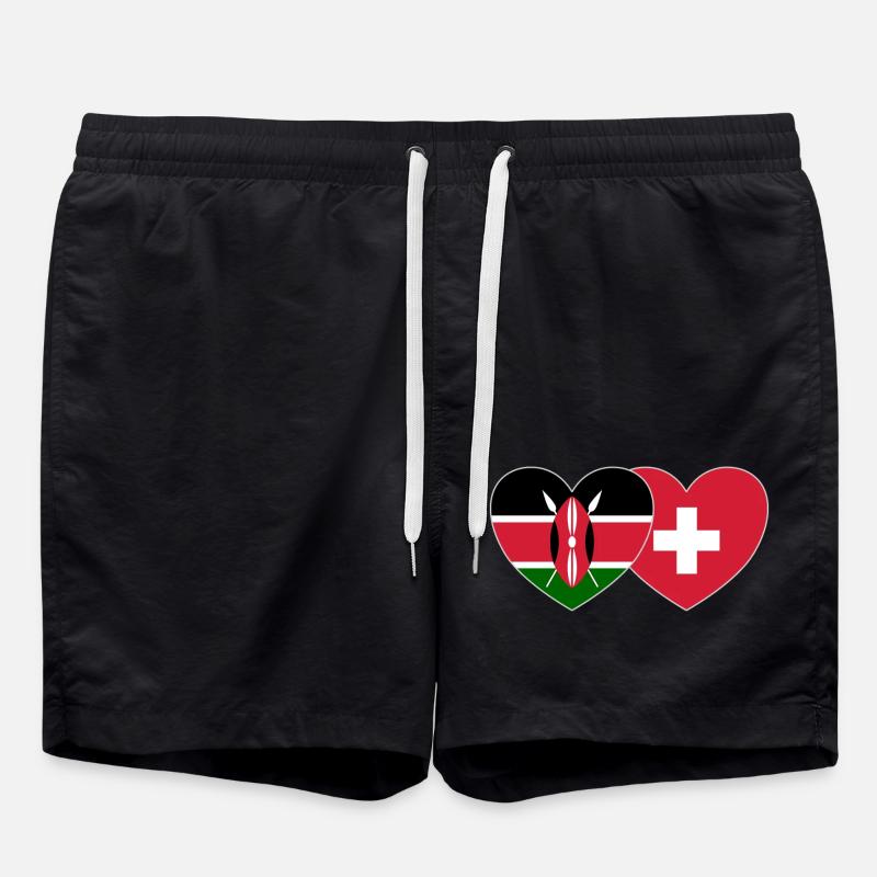 Kenya Suisse Drapeau Coeur - Short de bain - noir