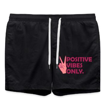Quote Positive Vibes Only - Swim Trunks - black - Front - AI Model Male 185 light (185cm)
