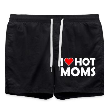 I love hot moms - Swim Trunks - black - Front - AI Model Male 185 light (185cm)