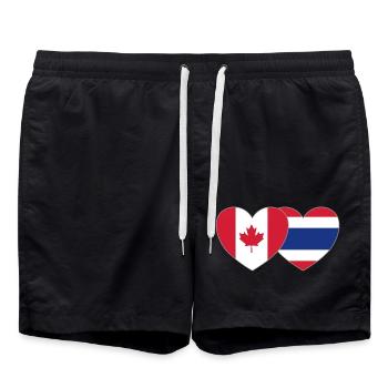 Canada Thaïlande Flag Heart - Short de bain - noir - Devant - AI Model Male 185 light (185cm)