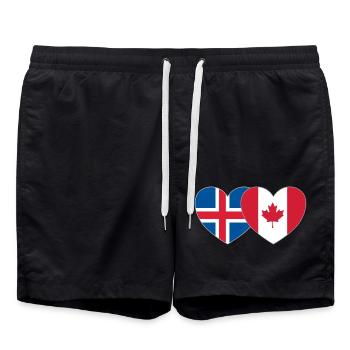 Cœur du drapeau du Canada de l’Islande - Short de bain - noir - Devant - AI Model Male 185 light (185cm)