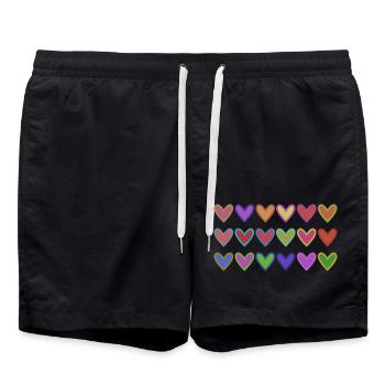 HEART. HEARTS. VALENTINE'S DAY. LOVE. LOVE. HEART - Swim Trunks - black - Front - AI Model Male 185 light (185cm)