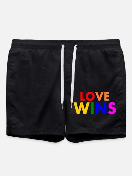 Love wins - Swim Trunks - black