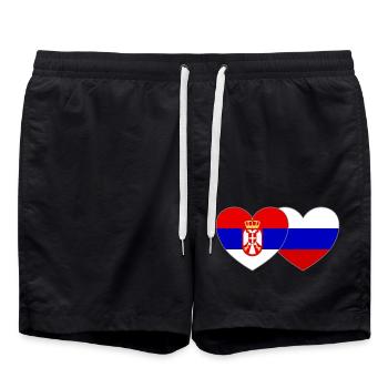 Serbie Russie Drapeau Cœur - Short de bain - noir - Devant - AI Model Male 185 light (185cm)