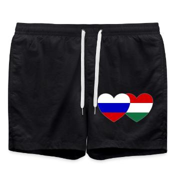 Russie Hongrie Drapeau Cœur - Short de bain - noir - Devant - AI Model Male 185 light (185cm)
