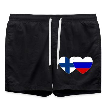 Finlande Russie Drapeau Cœur - Short de bain - noir - Devant - AI Model Male 185 light (185cm)