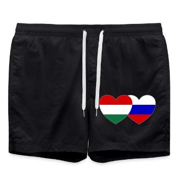 Ungarn Russland Flagge Herz - Badeshorts - Schwarz - Vorne - AI Model Male 185 light (185cm)