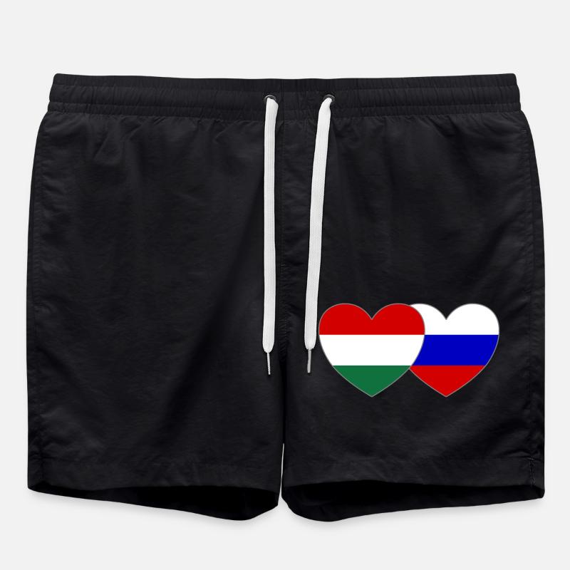 Hongrie Russie Drapeau Cœur - Short de bain - noir