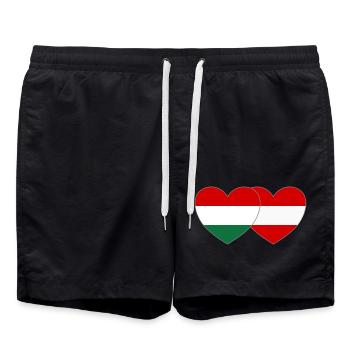 Ungarn Österreich Flagge Herz - Badeshorts - Schwarz - Vorne - AI Model Male 185 light (185cm)