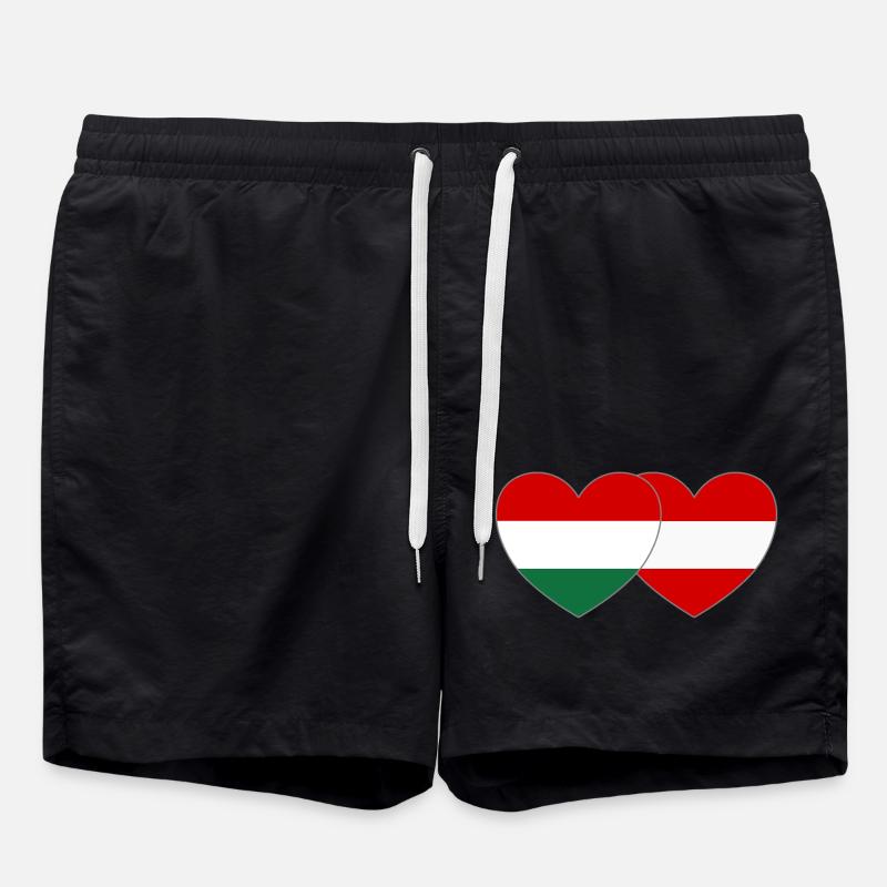 Hongrie Autriche Flag Coeur - Short de bain - noir