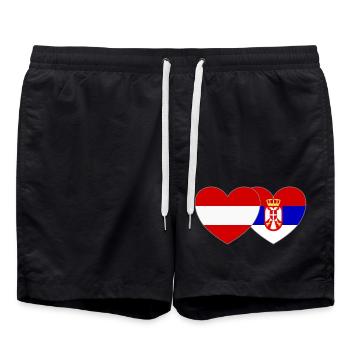 Autriche Serbie Drapeau Cœur - Short de bain - noir - Devant - AI Model Male 185 light (185cm)