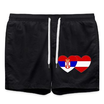 Serbie Autriche Drapeau Cœur - Short de bain - noir - Devant - AI Model Male 185 light (185cm)