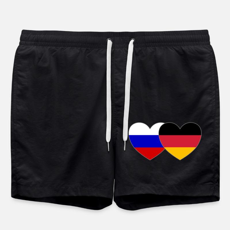 Russie Allemagne Drapeau Cœur - Short de bain - noir