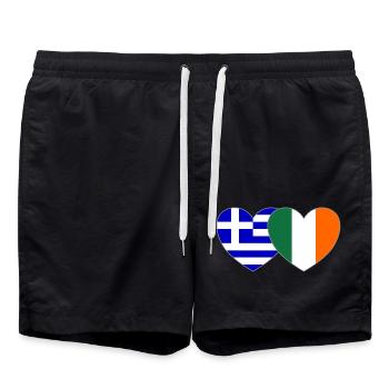 Greece Ireland Flag Heart - Swim Trunks - black - Front - AI Model Male 185 light (185cm)