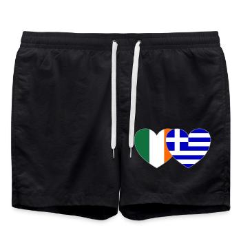 Ireland Greece Flag Heart - Swim Trunks - black - Front - AI Model Male 185 light (185cm)