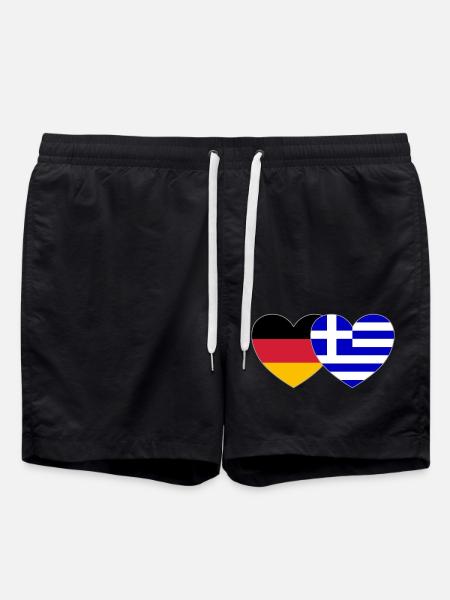 Germany Greece Flag Heart - Swim Trunks - black