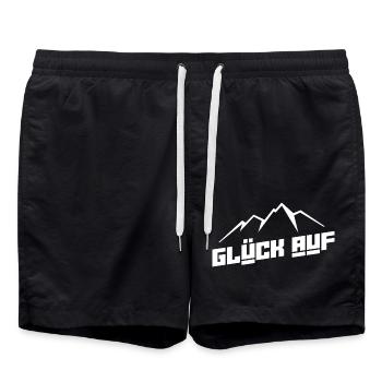Glück auf Erzgebirge Berge - Badeshorts - Schwarz - Vorne - AI Model Male 185 light (185cm)