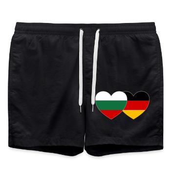 Bulgaria Germany Flag Heart - Swim Trunks - black - Front - AI Model Male 185 light (185cm)