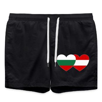 Bulgaria Austria Flag Heart - Swim Trunks - black - Front - AI Model Male 185 light (185cm)