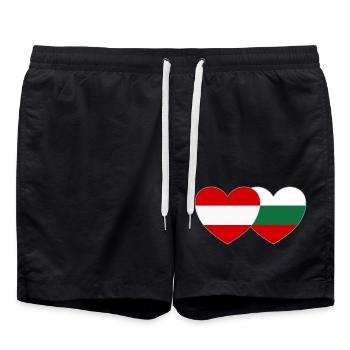 Austria Bulgaria Flag Heart - Swim Trunks - black - Front - AI Model Male 185 light (185cm)
