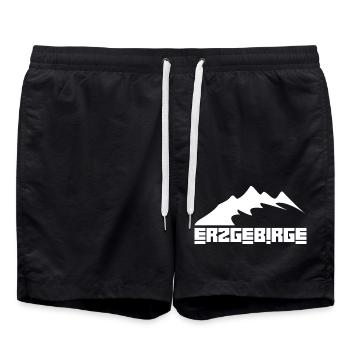 Erzgebirge Heimat Wandern - Badeshorts - Schwarz - Vorne - AI Model Male 185 light (185cm)