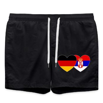 Deutschland Serbien Herz Flagge - Badeshorts - Schwarz - Vorne - AI Model Male 185 light (185cm)