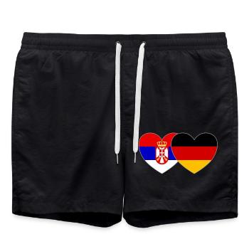Serbie Allemagne Drapeau Cœur - Short de bain - noir - Devant - AI Model Male 185 light (185cm)