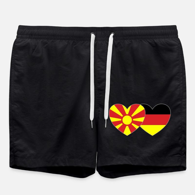 Macédoine Allemagne Drapeau Coeur - Short de bain - noir