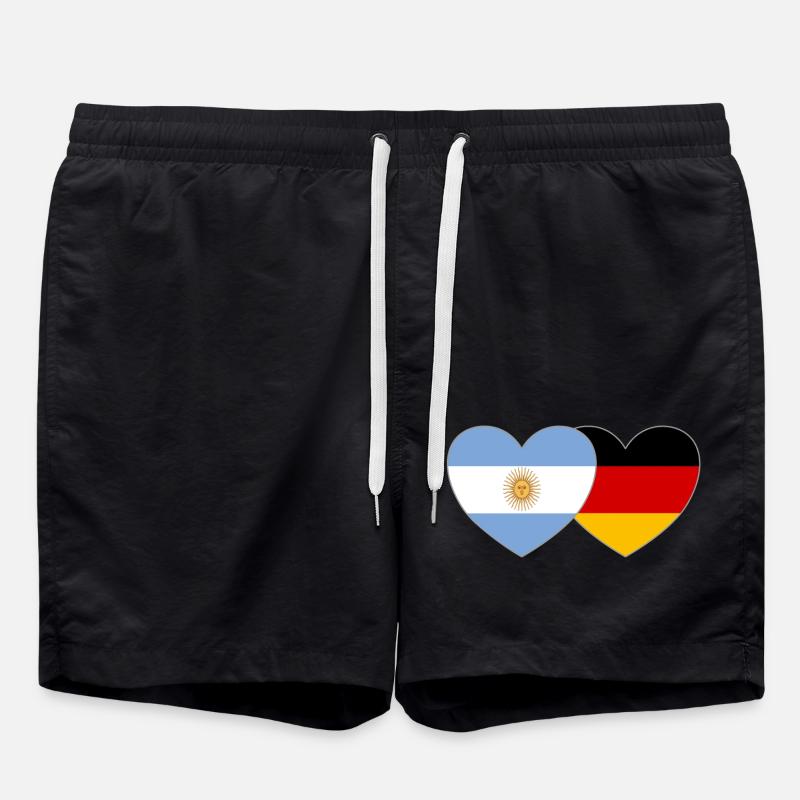 Allemagne Argentine Drapeau Cœur - Short de bain - noir