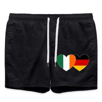 Irland Deutschland Flagge Herz - Badeshorts - Schwarz - Vorne - AI Model Male 185 light (185cm)