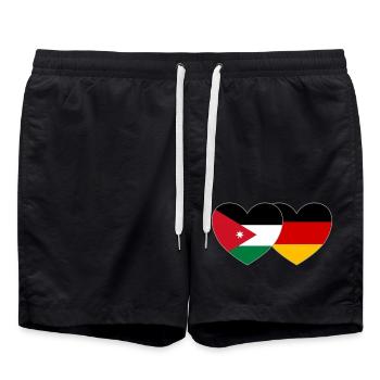 Jordanie Allemagne Flag Heart - Short de bain - noir - Devant - AI Model Male 185 light (185cm)