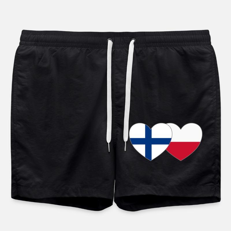 Finlande Pologne Drapeau Cœur - Short de bain - noir