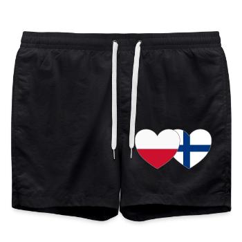 Pologne Finlande Drapeau Cœur - Short de bain - noir - Devant - AI Model Male 185 light (185cm)