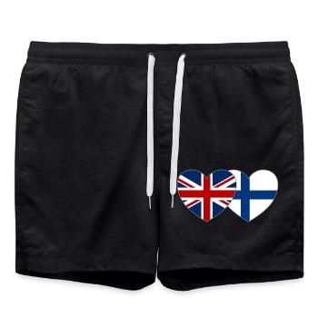 Great Britain Finland Flag Heart - Swim Trunks - black - Front - AI Model Male 185 light (185cm)