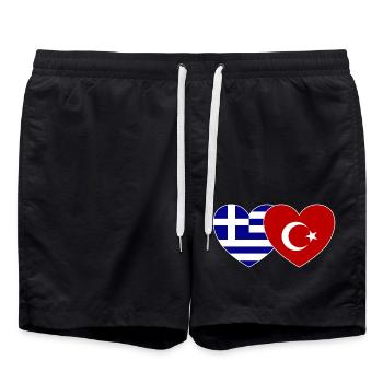 Grèce Turquie Drapeau Coeur - Short de bain - noir - Devant - AI Model Male 185 light (185cm)