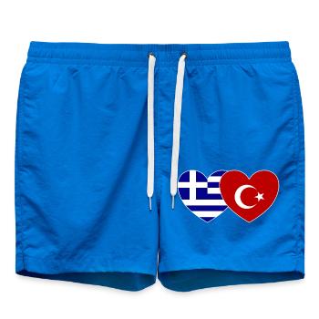 Greece Turkey Flag Heart - Swim Trunks - cobalt blue - Front