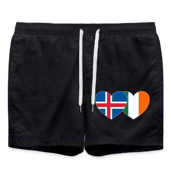 Island Irland Flagge Herz - Badeshorts - Schwarz - Vorne - AI Model Male 185 light (185cm)