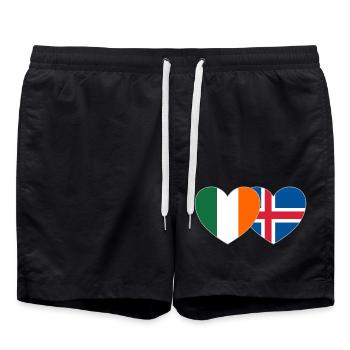 Irland Island Flagge Herz - Badeshorts - Schwarz - Vorne - AI Model Male 185 light (185cm)